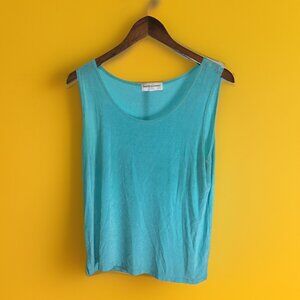 Drapers and Damons Tank Blouse Blue Aqua Women’s Sz Petite L